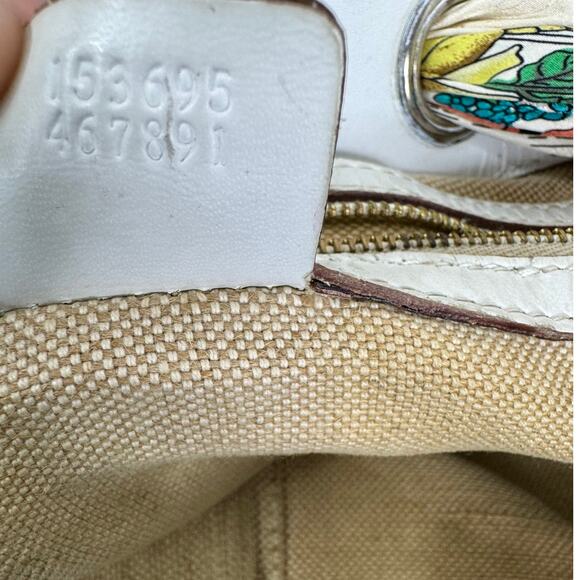 Gucci White Original GG Canvas Positano Tote with Silk Gucci Scarf - Picture 13 of 16